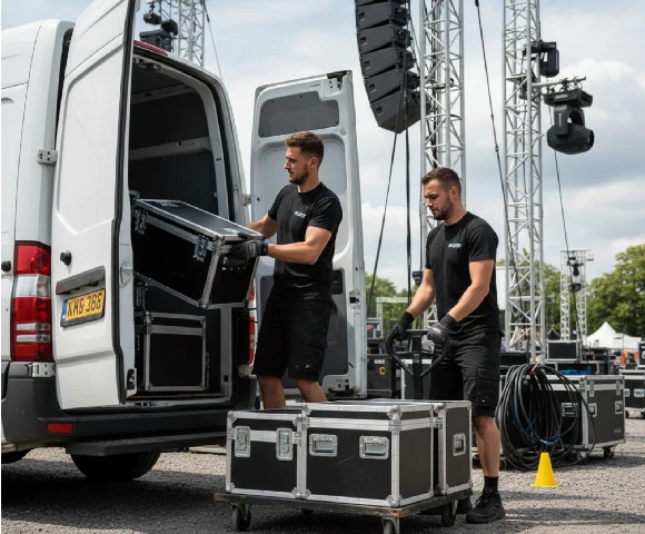 Technicy MultiSkill przygotowujący sprzęt do transportu